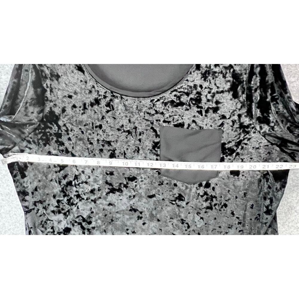 Evri Tee Top Womens 1X Black Crushed Velvet Short Sleeve Shirt Casual Whimsygoth - Picture 5 of 14